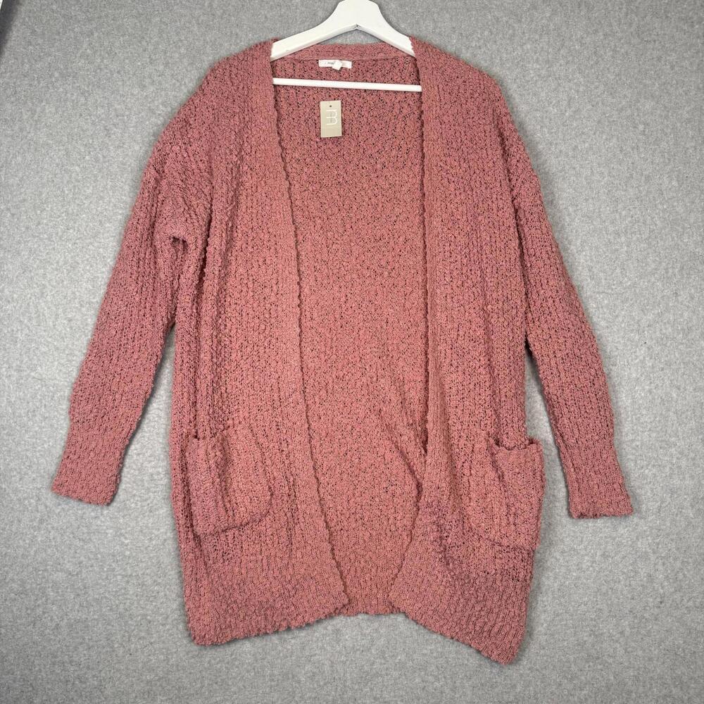 Brand New Maurices Women's Size Medium Pink Chunky Knit Open Front Cardigan